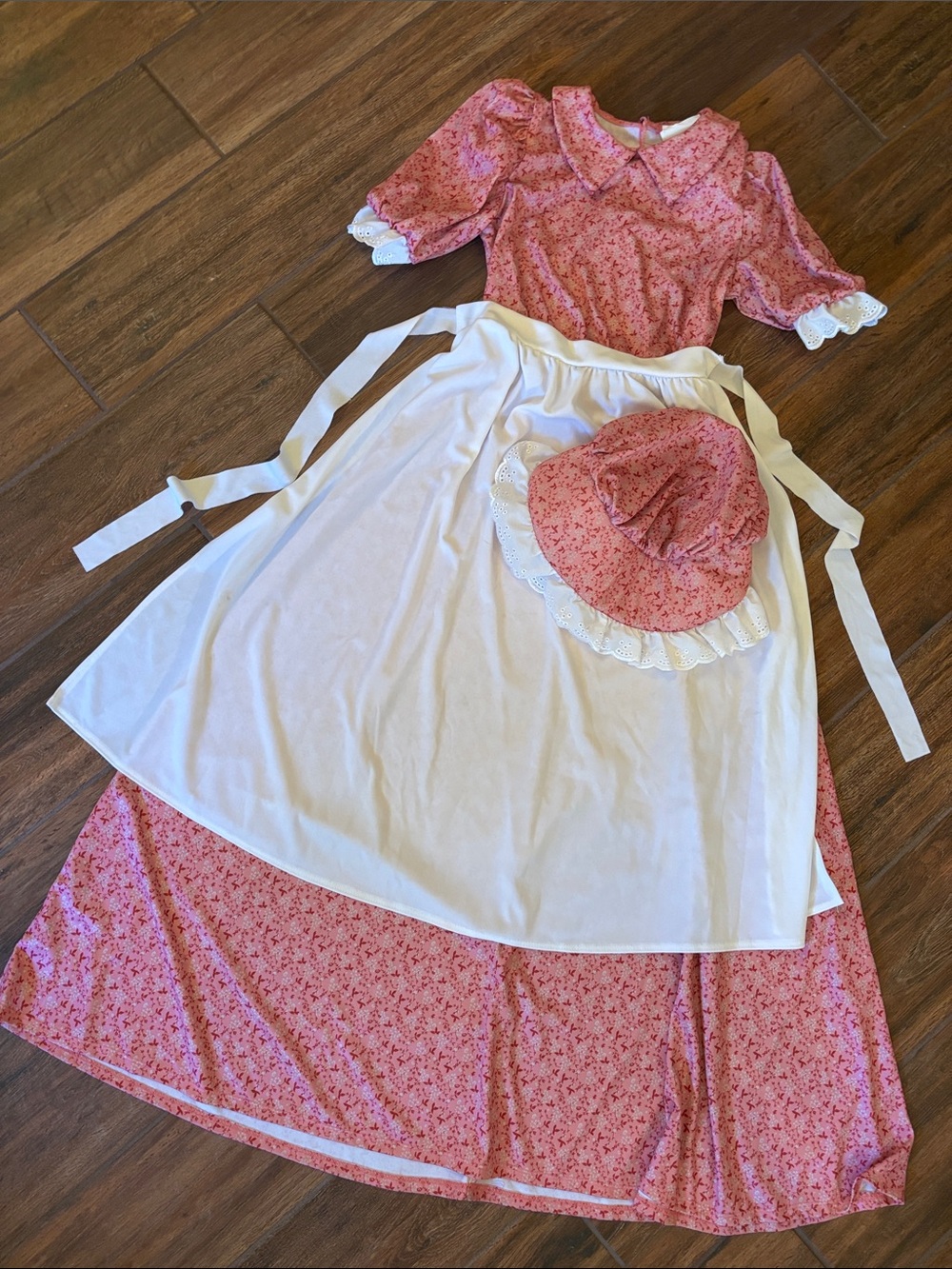 California Costumes Early American Girl Costume with White Apron & Bonnet